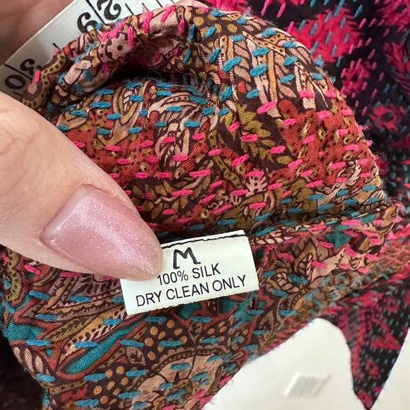 100% Silk Multicolor Blazer / Light Jacket – Size Medium - Picture 10 of 11